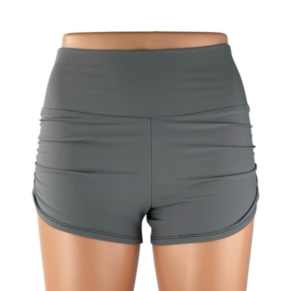 Peridot Clothing Women's Gray High Waisted Activewear Running Biker Shorts Sz XS